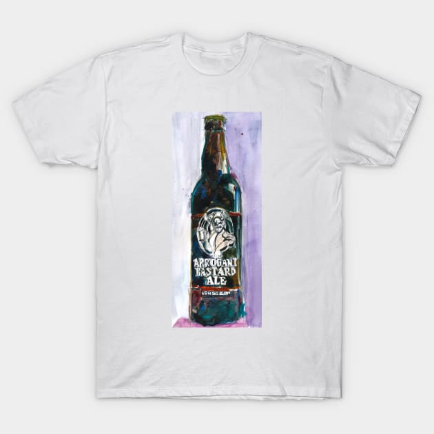 STONE ARROGANT BASTARD Beer Art Print from Original Watercolor - California Beer Art - Bar Room - Cave Beer T-Shirt by dfrdesign